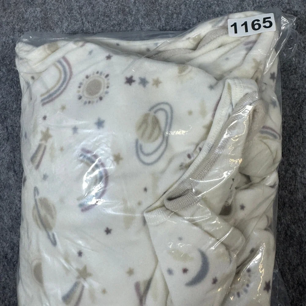 Kids Headquarters Fleece Footed Pajamas 2PK Celestial Moon Star Cream Tan 4T